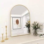 Specchio da Caminetto Ad Arco 24 x 36, Nero/Oro-HOMLUX: Cornice in Metallo, Montaggio a Parete, Decorazione Moderna