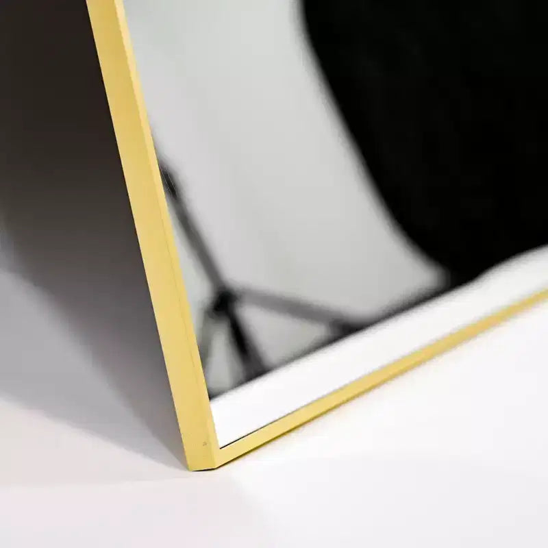 Specchio da Caminetto Ad Arco 24 x 36, Nero/Oro-HOMLUX: Cornice in Metallo, Montaggio a Parete, Decorazione Moderna