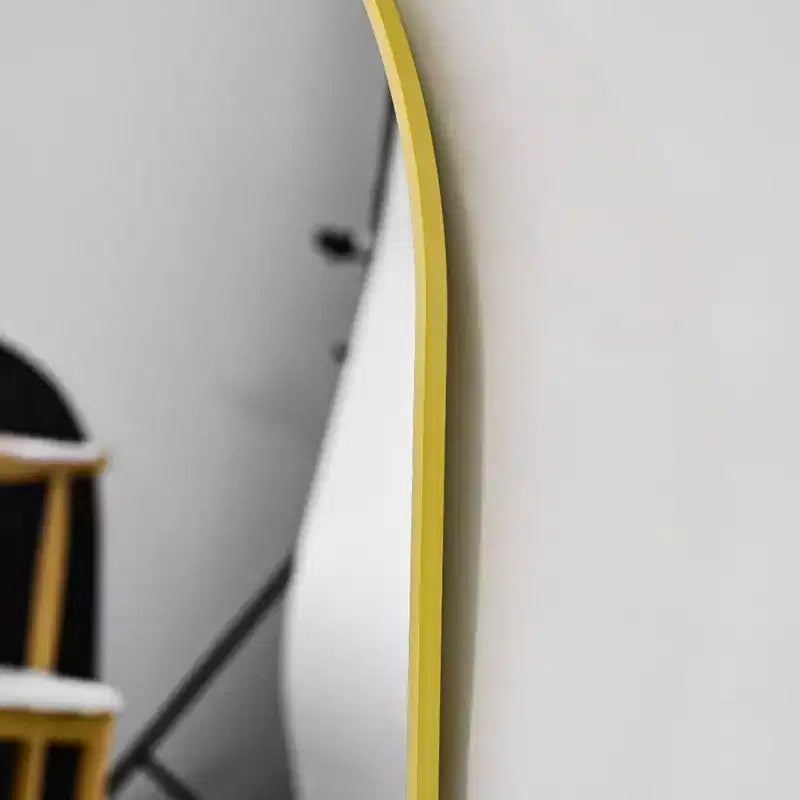 Specchio da Caminetto Ad Arco 24 x 36, Nero/Oro-HOMLUX: Cornice in Metallo, Montaggio a Parete, Decorazione Moderna