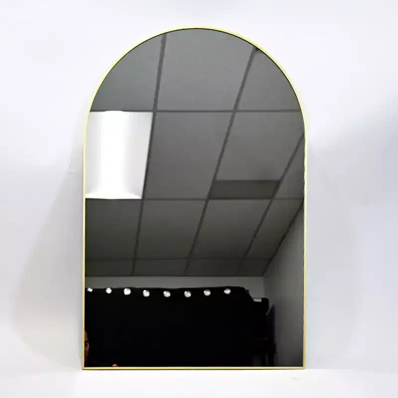 Specchio da Caminetto Ad Arco 24 x 36, Nero/Oro-HOMLUX: Cornice in Metallo, Montaggio a Parete, Decorazione Moderna