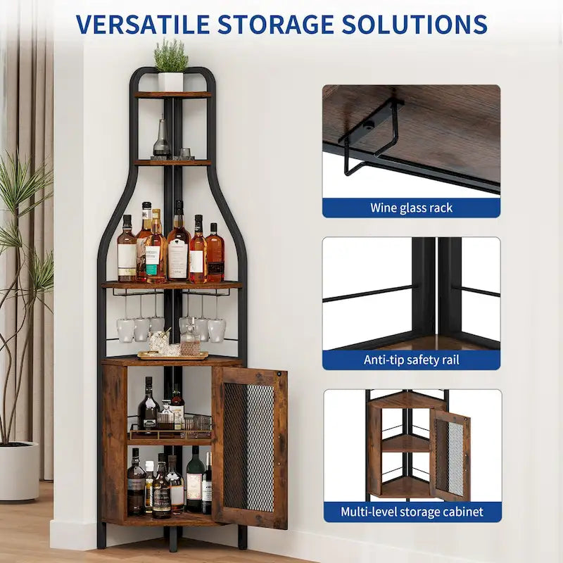 71 Scaffale portabottiglie ad angolo stile industriale
