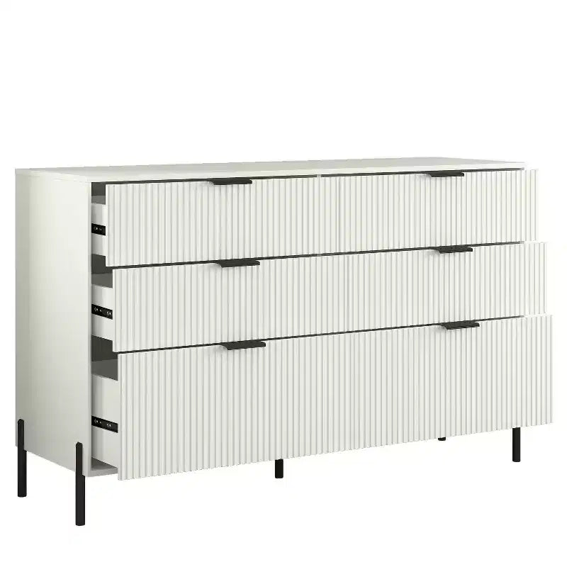 Set cassettiera camera da letto Festivo 4 pezzi Modern Elegance con cassettiera a 6 cassetti e comodini a 2 cassetti