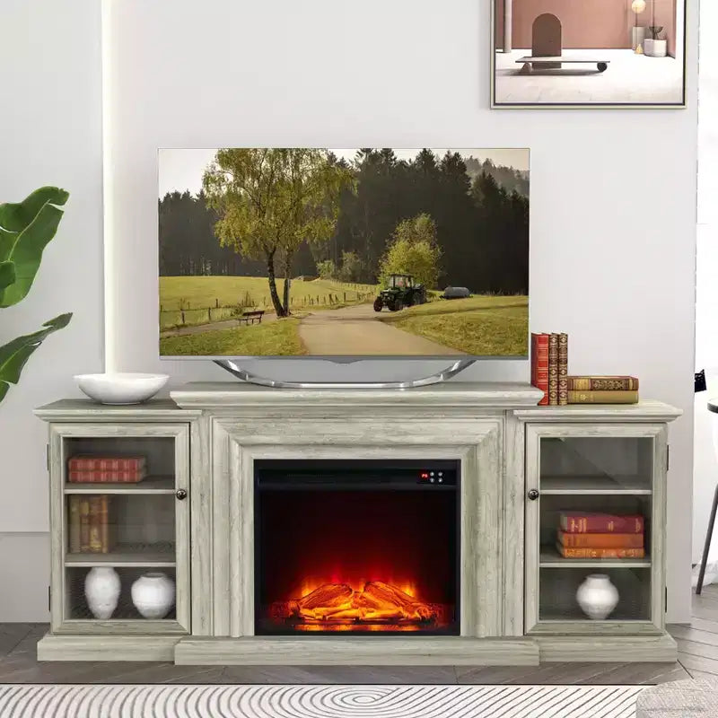 Mobile TV Vintage per TV fino a 70" con Camino Elettrico - Festivo
