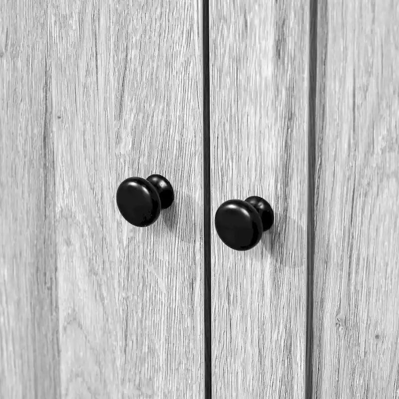 Dispensa per cucina in legno rustico con ante in vetro e cassetti