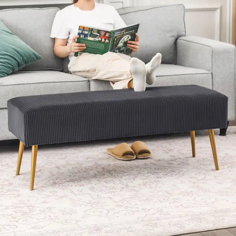 Panca con rivestimento in velluto da 43 pollici per fondo letto o ingresso