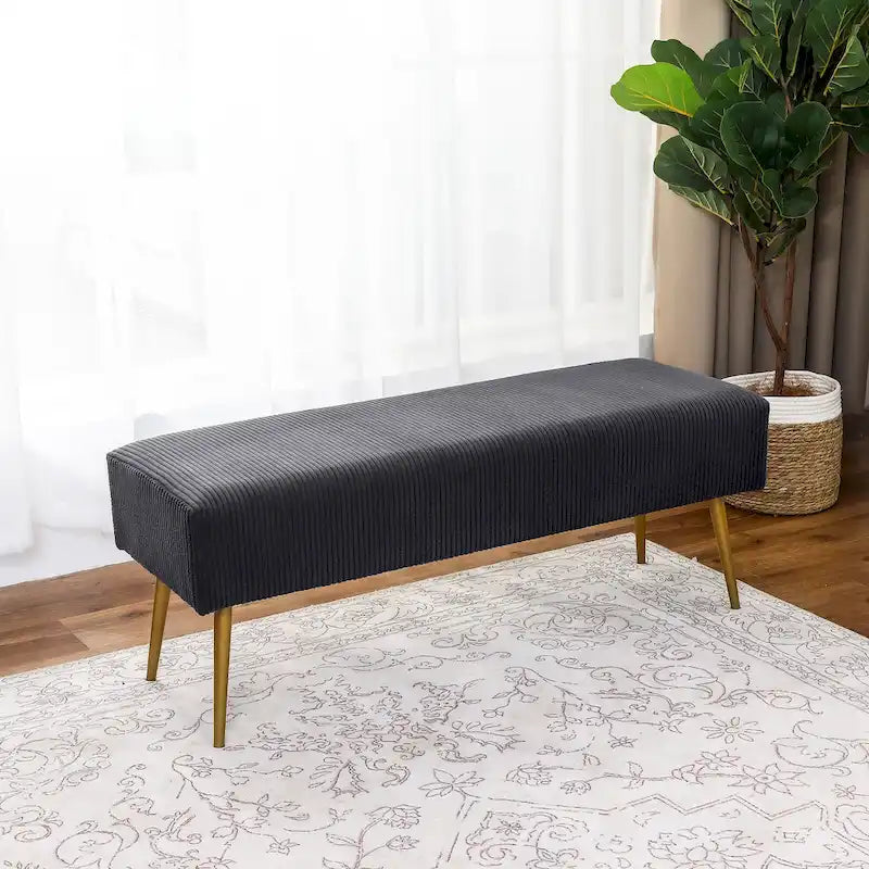 Panca con rivestimento in velluto da 43 pollici per fondo letto o ingresso