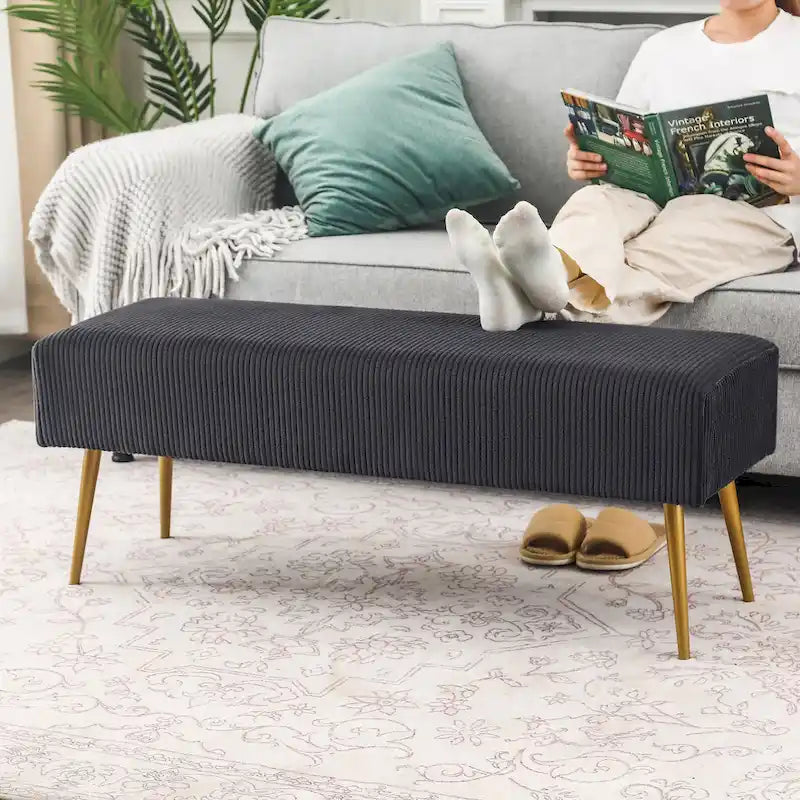 Panca con rivestimento in velluto da 43 pollici per fondo letto o ingresso