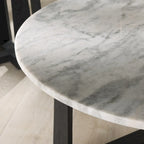 Tavolino da caffè rotondo in marmo bianco con gambe in legno – Bianco/Naturale, Bianco/Nero
