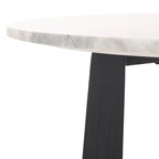 Tavolino da caffè rotondo in marmo bianco con gambe in legno – Bianco/Naturale, Bianco/Nero