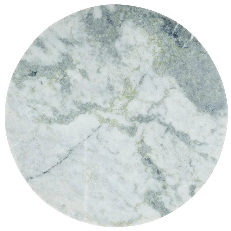 Tavolino da caffè rotondo in marmo bianco con gambe in legno – Bianco/Naturale, Bianco/Nero